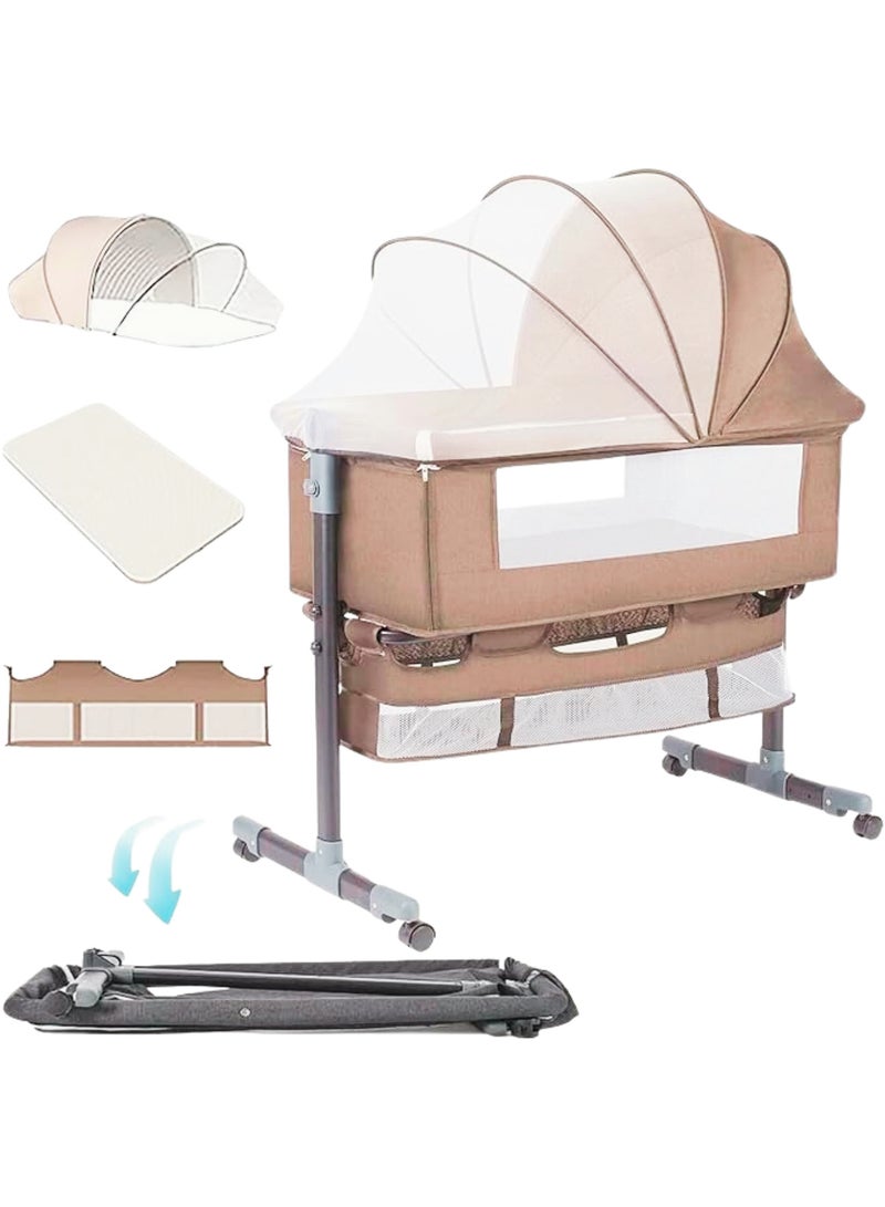 ماس سرير أطفال قابل للطي  ومحمول 3 في 1 للسفر مع ارتفاع قابل للتعديل وشبكة قابلة للتنفس ومرتبة مبطنة بقماش ناعم - Image 1