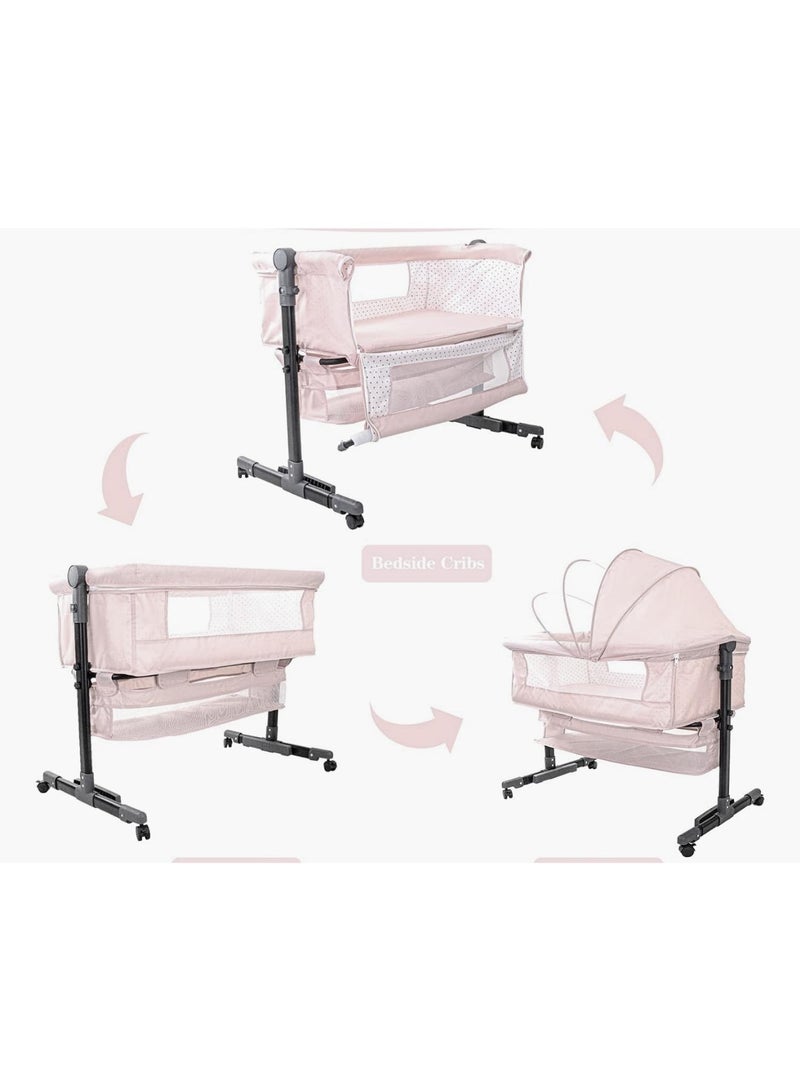 ماس سرير أطفال قابل للطي  ومحمول 3 في 1 للسفر مع ارتفاع قابل للتعديل وشبكة قابلة للتنفس ومرتبة مبطنة بقماش ناعم - Image 2