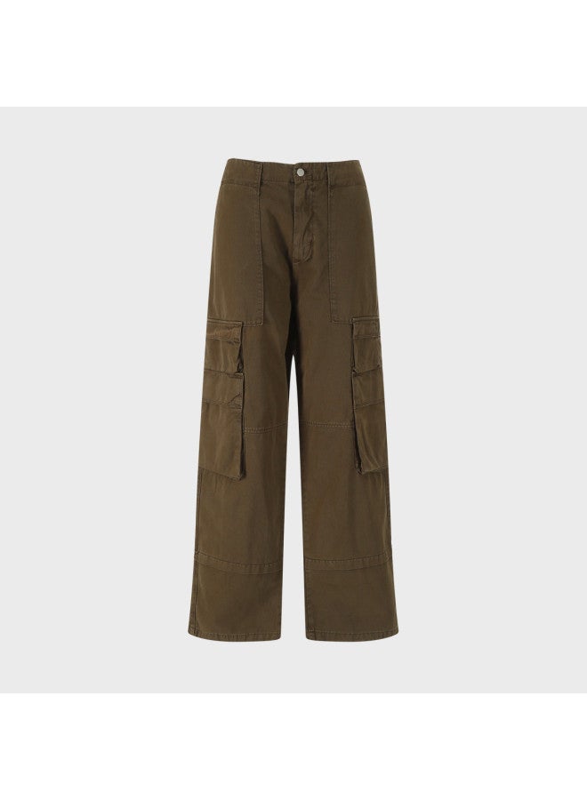 Zara men's Washed Vintage Cargo Pants With Large Pockets - Image 2