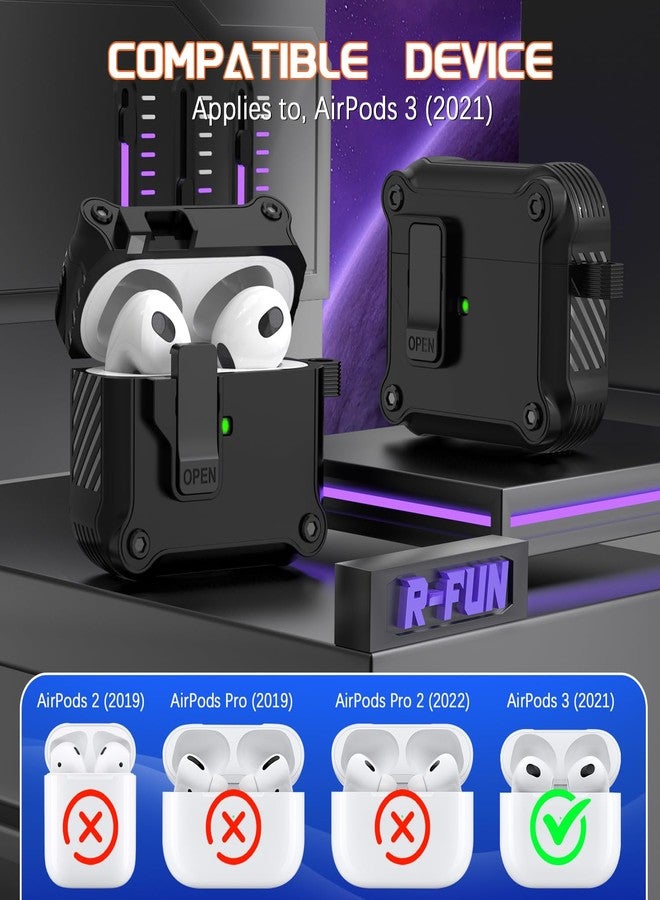 R-fun غطاء علبة شحن متوافق مع سماعات AirPods من الجيل الثالث (2021) من R-fun، يوفر حماية كاملة ضد السقوط، مزود بغطاء منبثق تلقائيًا، متوافق مع علبة Apple AirPods من الجيل الثالث، مع طقم تنظيف وسلسلة مفاتيح، أبيض/لافندر - Image 4