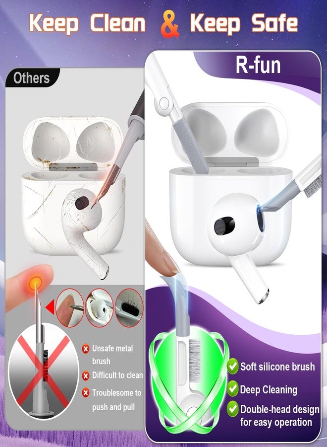 R-fun غطاء علبة شحن متوافق مع سماعات AirPods من الجيل الثالث (2021) من R-fun، يوفر حماية كاملة ضد السقوط، مزود بغطاء منبثق تلقائيًا، متوافق مع علبة Apple AirPods من الجيل الثالث، مع طقم تنظيف وسلسلة مفاتيح، أبيض/لافندر - Image 3