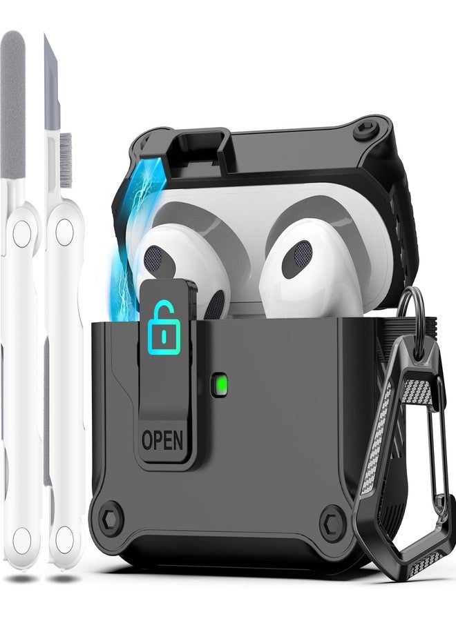 R-fun غطاء علبة شحن متوافق مع سماعات AirPods من الجيل الثالث (2021) من R-fun، يوفر حماية كاملة ضد السقوط، مزود بغطاء منبثق تلقائيًا، متوافق مع علبة Apple AirPods من الجيل الثالث، مع طقم تنظيف وسلسلة مفاتيح، أبيض/لافندر - Image 1