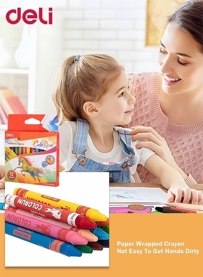 Deli 12 Pieces Multicolour Crayons Drawing Supplies For Kids - Image 1