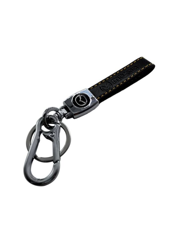 MAZDA Car Key Chain, Metal Ring With PU Leather Strap Keychain, Home Key Chain 1 Pcs - Image 3