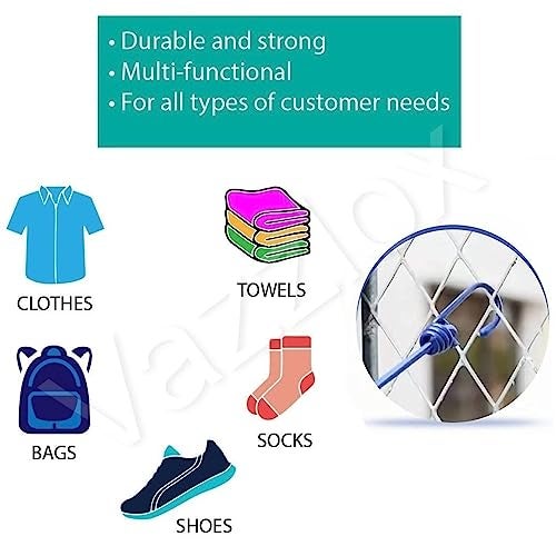 VazzLox Cloth Drying Rope with Hooks (Pack of 1) Elastic Cloth Hanging Rope for Cloth Drying with 12 Clips Cloth Rope for Drying Clothes for Travel Home Outdoor Kapde Sukhane ki Rassi Wire -Multicolor - Image 4