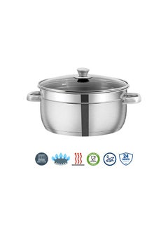 VINOD Vinod Stainless Steel Bremen Saucepot with Glass Lid- Diameter 20 cm, Capacity 3 Litre (Induction and Gas Stove Friendly), 2 Years Warranty, Silver  - Image 1