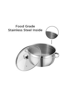 VINOD Vinod Stainless Steel Bremen Saucepot with Glass Lid- Diameter 20 cm, Capacity 3 Litre (Induction and Gas Stove Friendly), 2 Years Warranty, Silver  - Image 4