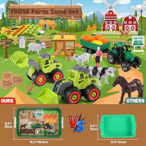 FRUSE Play Sand Farm ToysSensory Bins for Toddlers with 22lbs Sensory Play SandFarm Figures Tractor PlaysetSandbox Toys for Kids 3 4 5 6 7 - Image 5