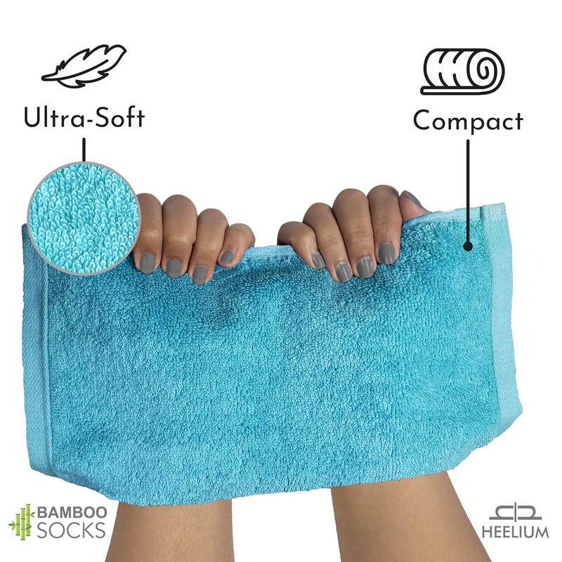 HEELIUM Bamboo Face Towel | Ultra Absorbent & Odour-Free | 3X Softer Than Cotton Towels | 30 x 30 cm - 600 GSM | Pack of 3 - Peach, Teal, Grey - Image 4