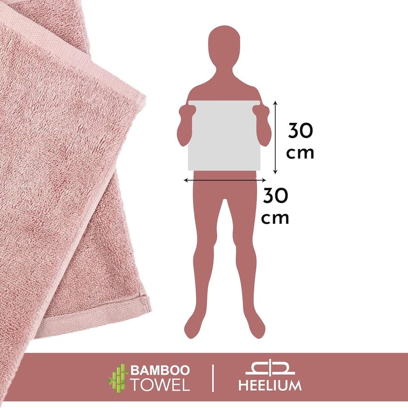 HEELIUM Bamboo Face Towel | Ultra Absorbent & Odour-Free | 3X Softer Than Cotton Towels | 30 x 30 cm - 600 GSM | Pack of 3 - Peach, Teal, Grey - Image 3