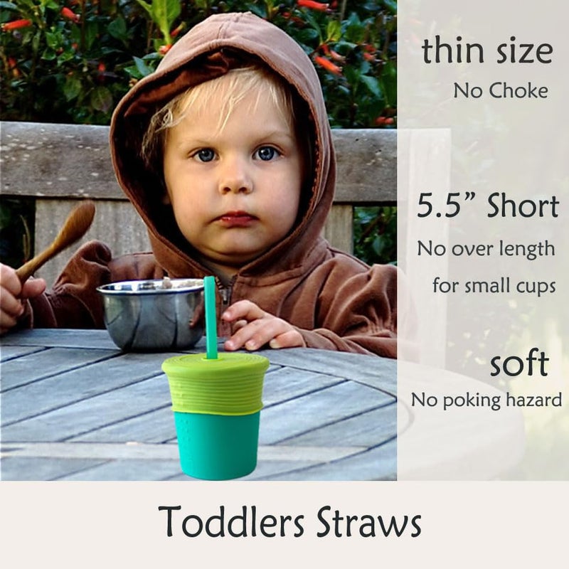 Tegion Mini Short Pinch Test Passed 5.5" Replacement Reusable Toddlers& Kids&Baby Silicone Small Straws for The First Years Take & Toss Spill Proof Straw Cup-Safe Fun for Baby Teething Chewing - Image 3
