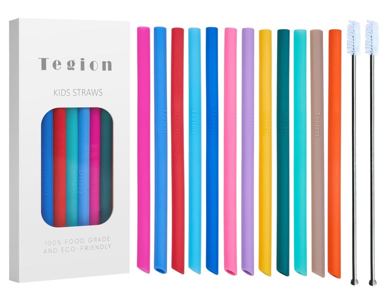 Tegion Mini Short Pinch Test Passed 5.5" Replacement Reusable Toddlers& Kids&Baby Silicone Small Straws for The First Years Take & Toss Spill Proof Straw Cup-Safe Fun for Baby Teething Chewing - Image 1