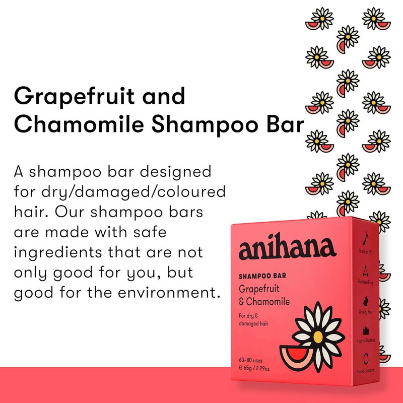 ANIHANA Shampoo Bar for Dry Damaged Safe For Color Treated Hair Moisturizing Hydrating Healthy Looking Hair Paraben Free Grapefruit and Chamomile 2.29 oz - Image 2