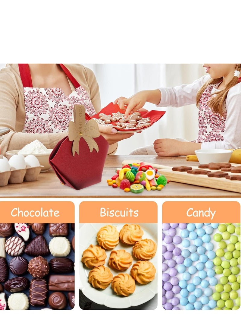 10Pcs Reusable Leather Bowknot Gift Boxes -  for Weddings  Baby Showers, 14x9.6cm Candy Favor Bags - Image 4