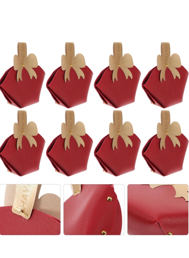 10Pcs Reusable Leather Bowknot Gift Boxes -  for Weddings  Baby Showers, 14x9.6cm Candy Favor Bags - Image 5