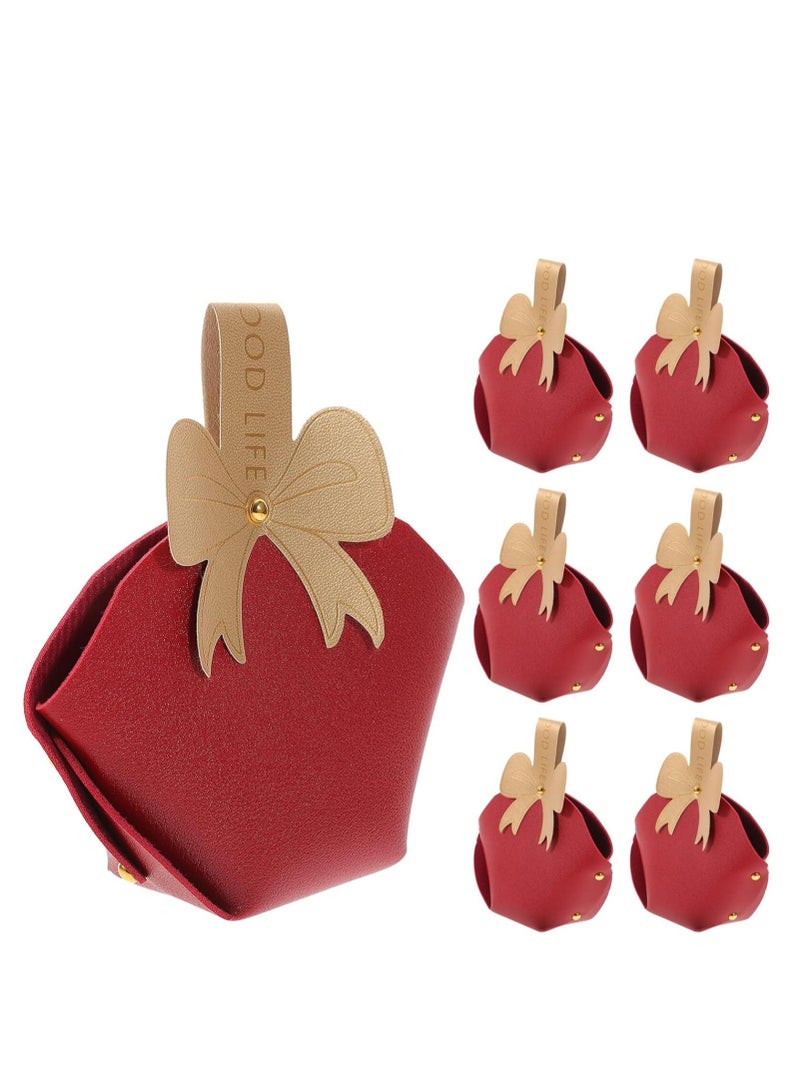 10Pcs Reusable Leather Bowknot Gift Boxes -  for Weddings  Baby Showers, 14x9.6cm Candy Favor Bags - Image 1