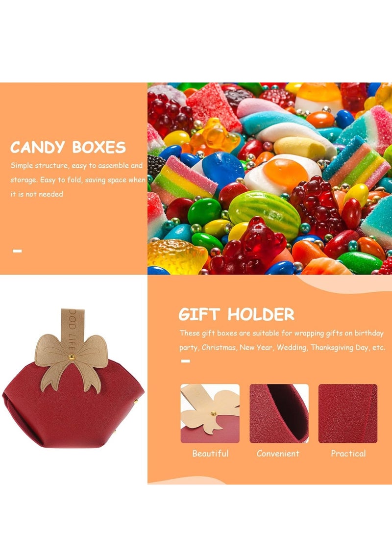 10Pcs Reusable Leather Bowknot Gift Boxes -  for Weddings  Baby Showers, 14x9.6cm Candy Favor Bags - Image 2
