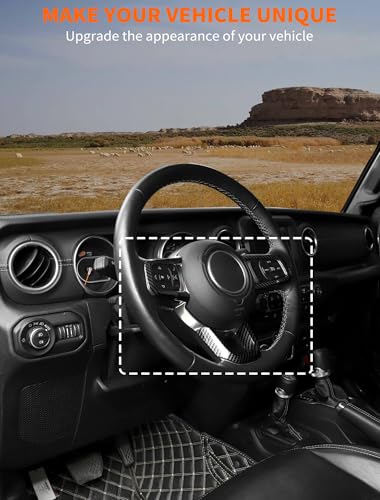 Savadicar Carbon Fiber Interior Accessories - Steering Wheel Trim for 2018-Present Jeep Wrangler JL JLU 4XE & Gladiator JT - Premium Texture Interior Decor Upgrade Option, 3-Piece - Image 2