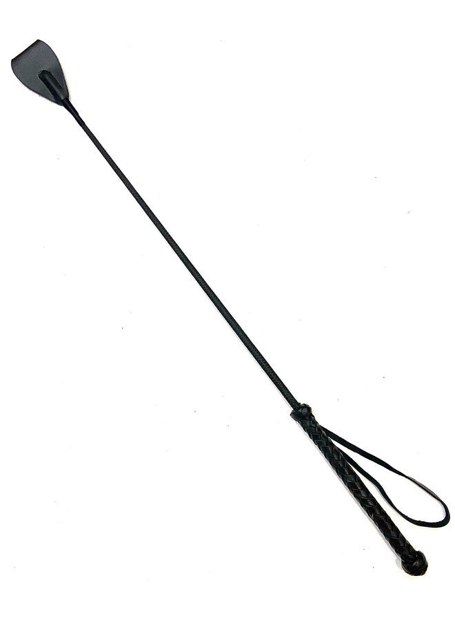 PETS TRIANGLE Genuine Leather Braided Stick for Dog Walking and Dog Training (Black, 27 INCH) - Image 1