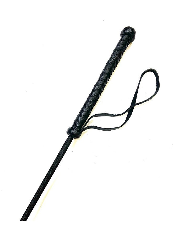 PETS TRIANGLE Genuine Leather Braided Stick for Dog Walking and Dog Training (Black, 27 INCH) - Image 3