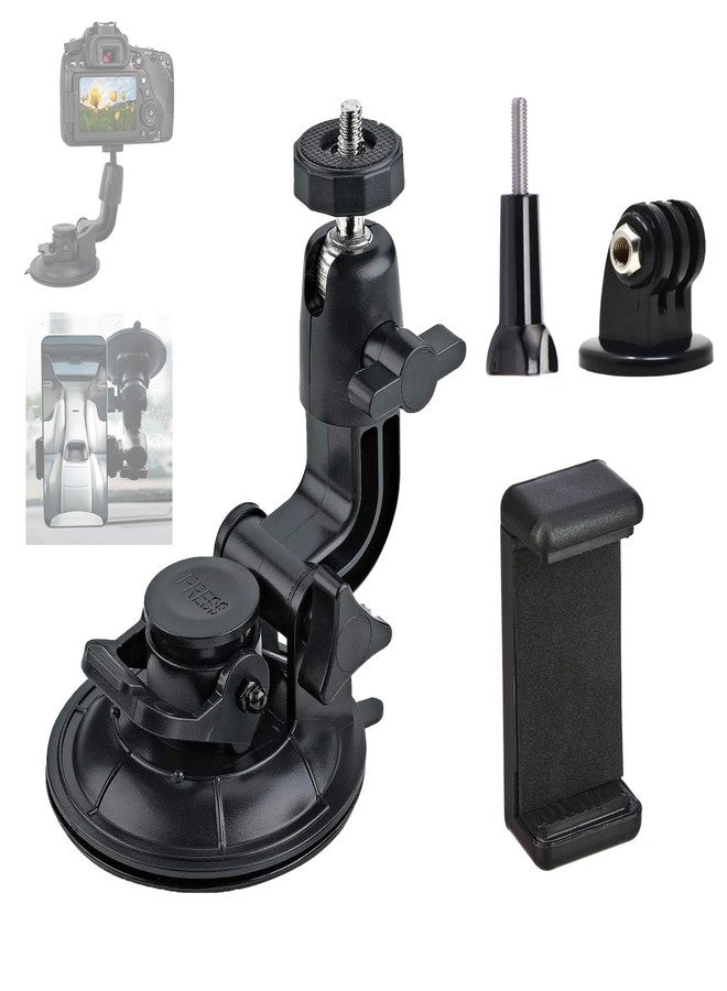 ZODUCT Universal High Power Suction Cup Mount Holder Heavy Duty Mount for Go-Pro, Insta 360, SJCam & Mobile Fixing on Car Windshield & attaching Mini Photography Lights for Videography - Image 1