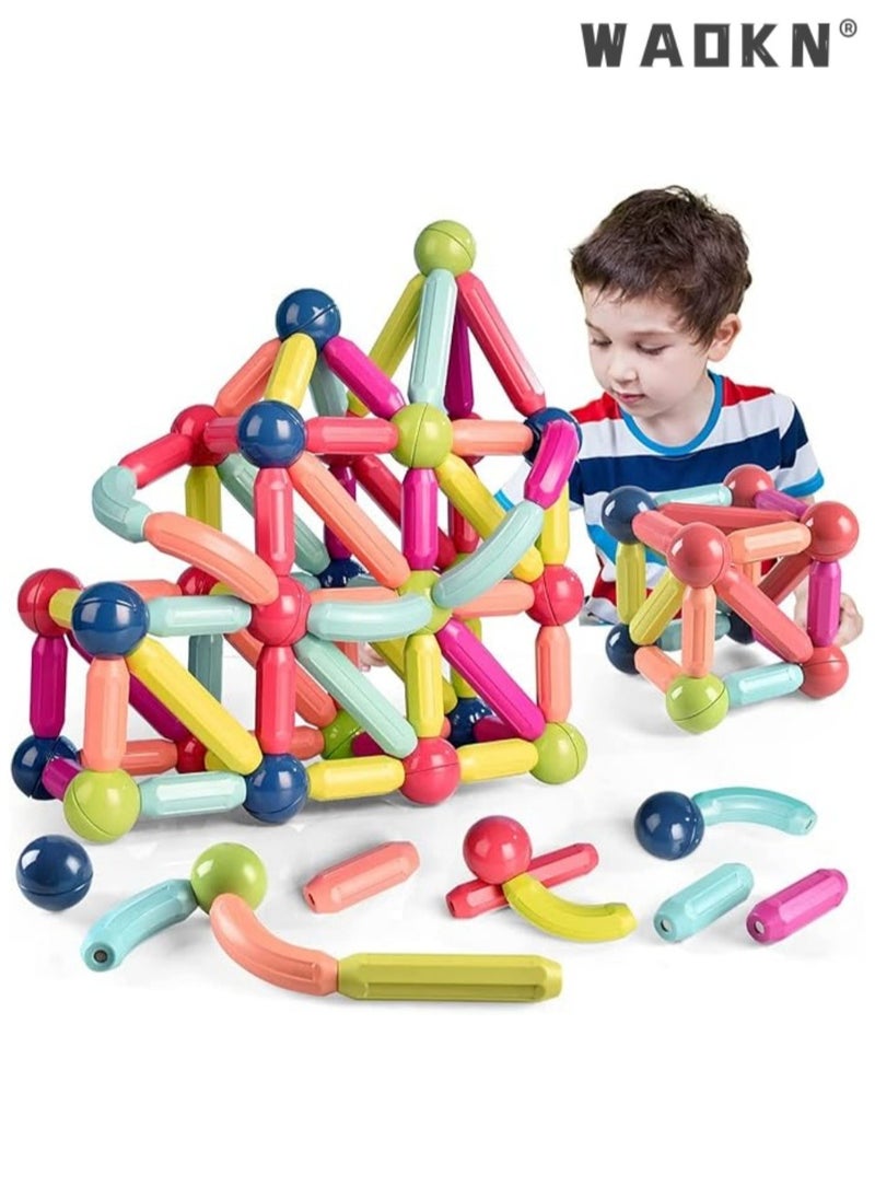 WAOKN 32 Pcs Magnetic Toys and Rods Set for Toddler Kids Magnetic Building Blocks Sticks Balls Learning Educational Stacking Magnet Toys for Boys Girls Children Age 3+  - Image 2
