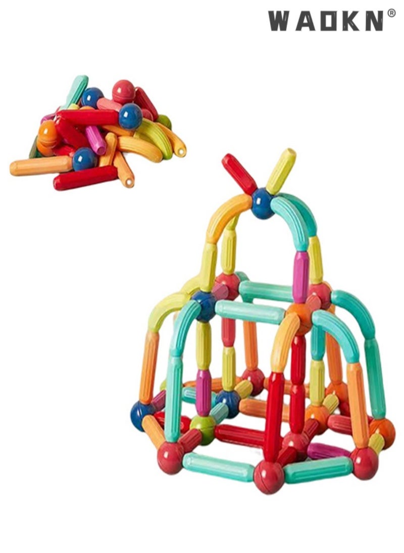 WAOKN 32 Pcs Magnetic Toys and Rods Set for Toddler Kids Magnetic Building Blocks Sticks Balls Learning Educational Stacking Magnet Toys for Boys Girls Children Age 3+  - Image 3