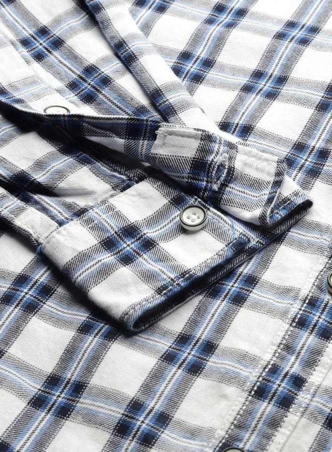شركة المرآب الهندية Men Slim Fit Checkered Full Sleeves Spread Collar Casual Shirt