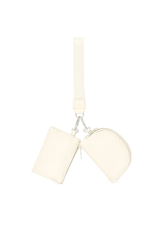 Generic Women's Wristlet Lulu Same Style Multi-functional Fashion Portable Simple Bank Card Mini Coin Purse Women's Key Bag-Color:Beige - Image 1