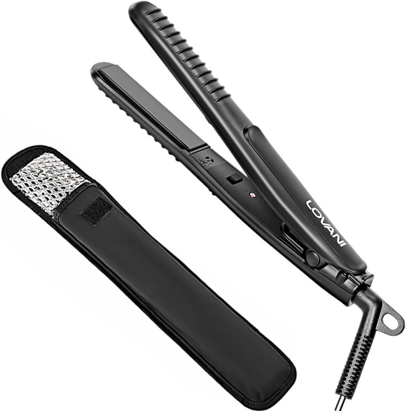 LOVANI Mini Flat Iron Travel Size Nano Titanium Dual Voltage Portable Hair for Worldwide Use 05 Inch Straightener with Professional Heat Resistant Travelling Bag