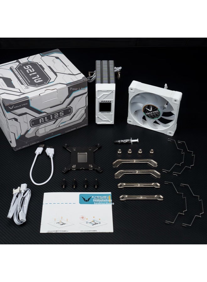 Valkyrie Al125 White Vk Cpu Air Cooler 4 Heat Pipes 1.54-inch Lcd Support Lga1700 Am5 Argb Lighting - Image 4