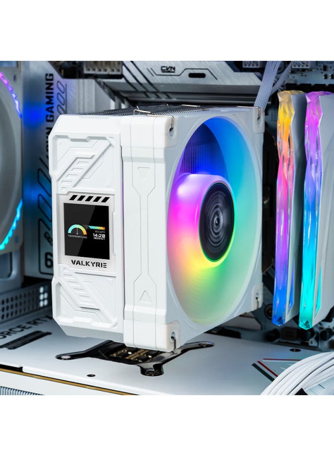 Valkyrie Al125 White Vk Cpu Air Cooler 4 Heat Pipes 1.54-inch Lcd Support Lga1700 Am5 Argb Lighting - Image 3