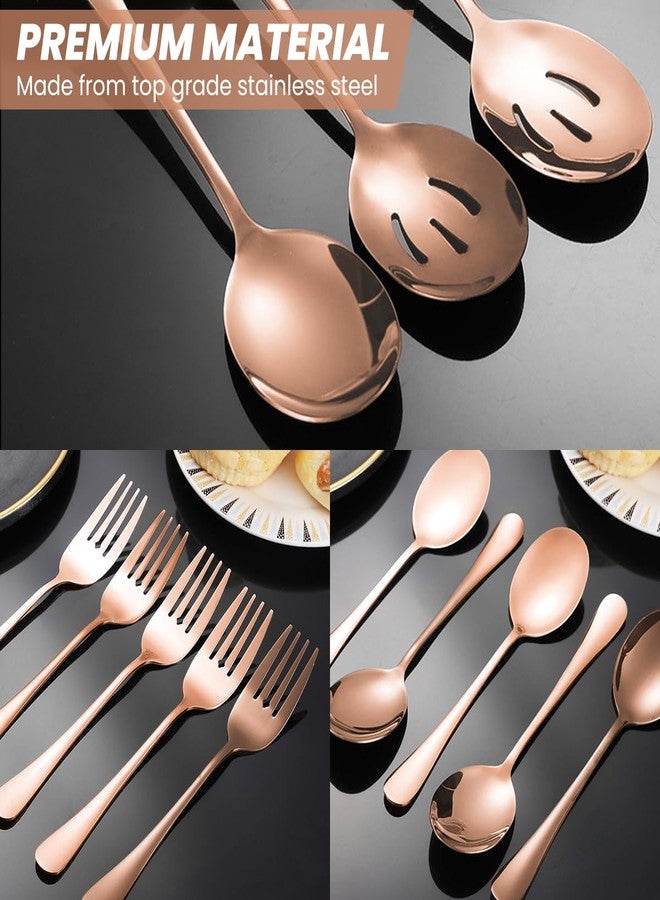 Kannei tec Silverware Sets, Includes 2 Serving Spoon,2 Slotted Serving Spoon, 2 Serving Fork, Stainless Steel Serving Spoons for Parties,Buffet Serving Utensils Set (Rose Gold) - Image 4