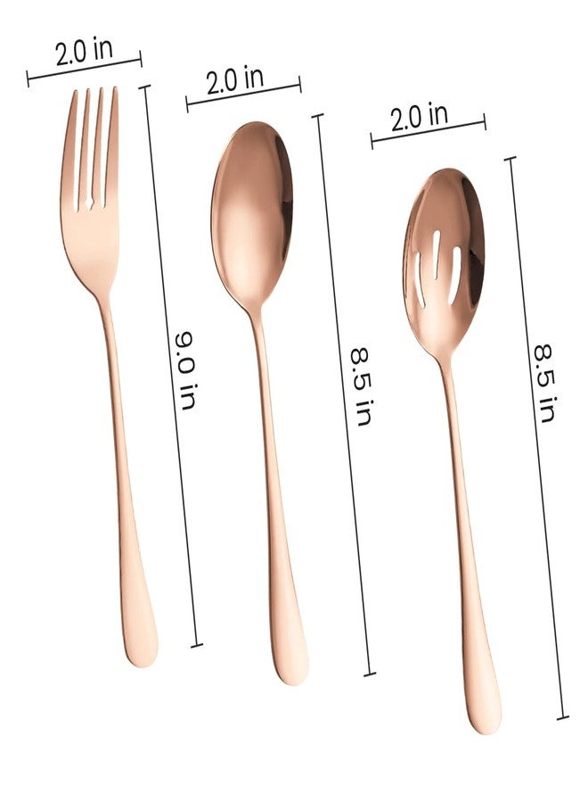 Kannei tec Silverware Sets, Includes 2 Serving Spoon,2 Slotted Serving Spoon, 2 Serving Fork, Stainless Steel Serving Spoons for Parties,Buffet Serving Utensils Set (Rose Gold) - Image 3