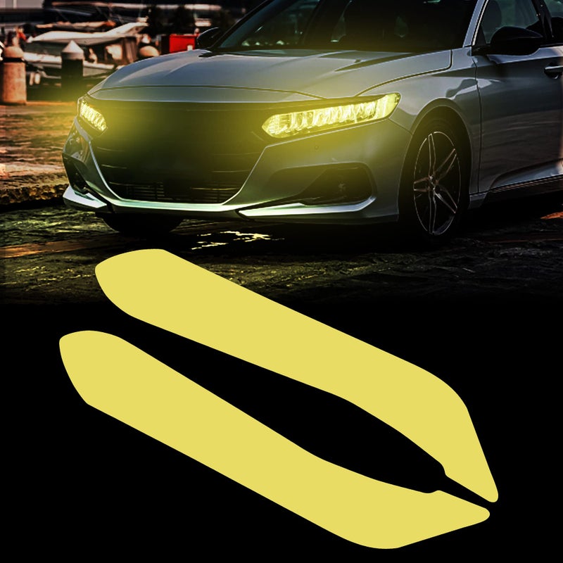 TOMALL 1 Pair Vinyl Smoke Tint Headlight Films Compatible with Honda Accord 20182022 Car Headlight Transmission Self Adhesive Stickers Exterior Vinyl Smoke Decoration Trim Yellow