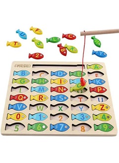 Arabest Wooden Magnetic Fishing Game Toy for Toddlers: Educational Alphabet Counting Puzzle with Numbers & Letters for Preschool Learning Kids 3-5 Years Old  - Image 1