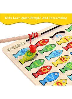 Arabest Wooden Magnetic Fishing Game Toy for Toddlers: Educational Alphabet Counting Puzzle with Numbers & Letters for Preschool Learning Kids 3-5 Years Old  - Image 3