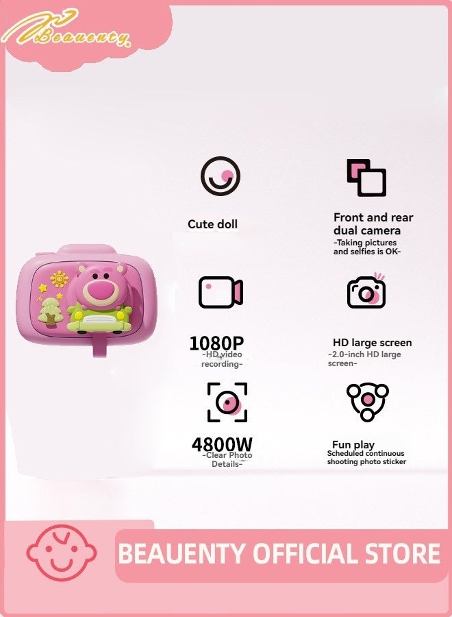 Beauenty Upgrade Selfie Kids Camera, Christmas Birthday Gifts Boys Girls Age 3-12, HD Kids Digital Video Cameras with Cartoon Soft Silicone Cover for Toddler 3 4 5 6 7 8 Years Old 32GB SD Card - Image 3