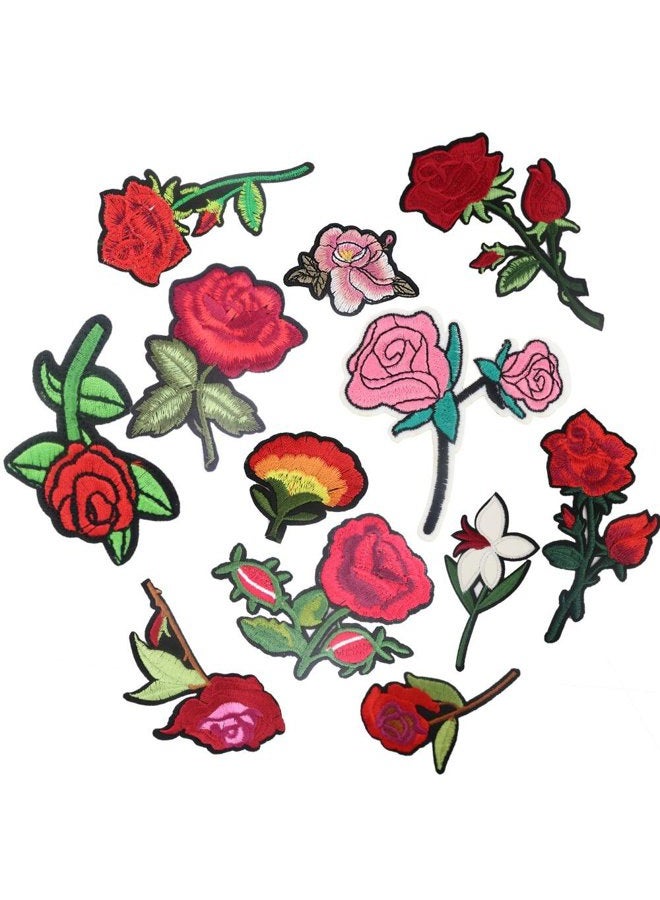 Sorrento Crafts 24pcs Rose Flower Embroidered Fabric Iron-on or Sew-on Patch Badges (Mixed Colors Set 12) - Image 3