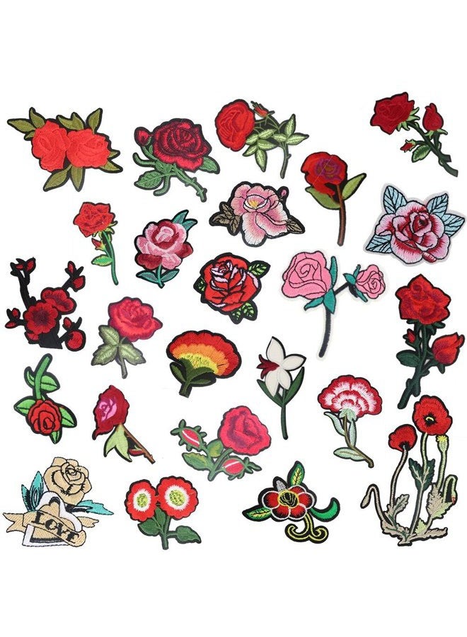 Sorrento Crafts 24pcs Rose Flower Embroidered Fabric Iron-on or Sew-on Patch Badges (Mixed Colors Set 12) - Image 2
