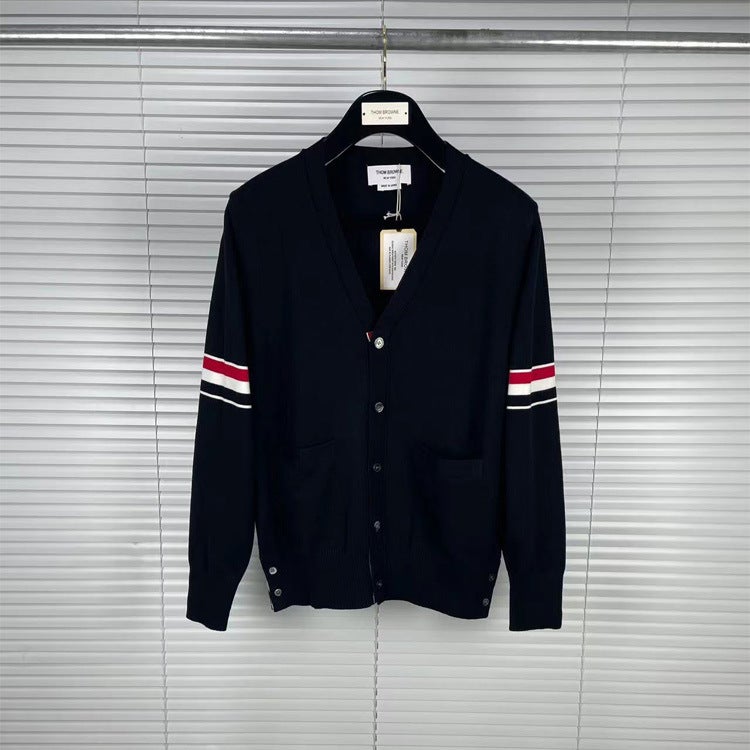 Tb Tom'S New V Neck Bilateral Wool Cardigan For Men And Women, Casual, Fashionable And Versatile Wool Cardigan - Image 4
