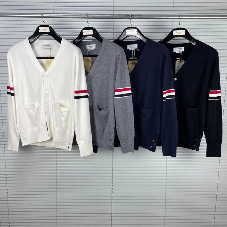 Tb Tom'S New V Neck Bilateral Wool Cardigan For Men And Women, Casual, Fashionable And Versatile Wool Cardigan - Image 2