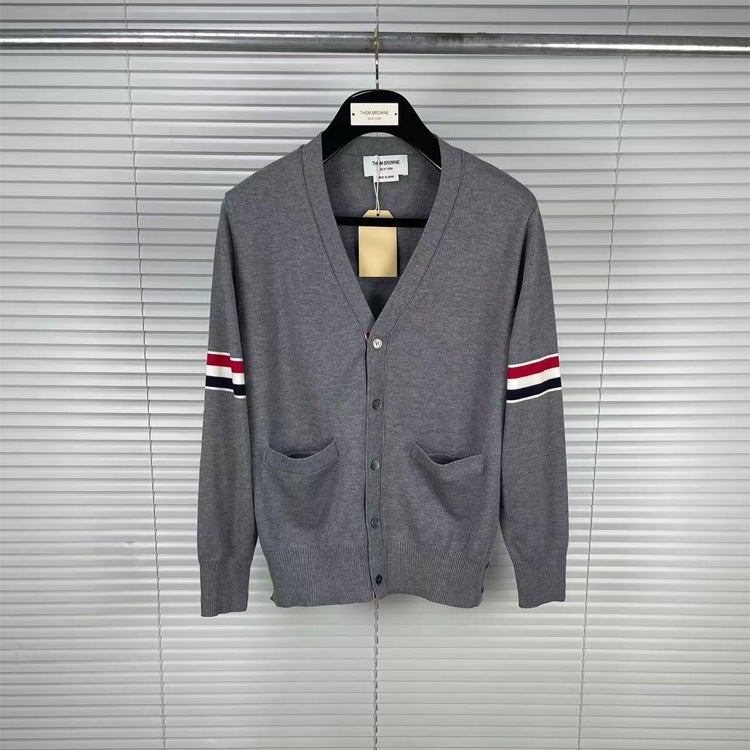 Tb Tom'S New V Neck Bilateral Wool Cardigan For Men And Women, Casual, Fashionable And Versatile Wool Cardigan - Image 5