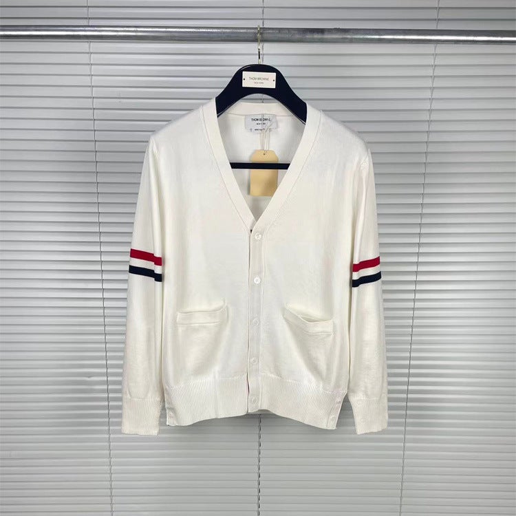 Tb Tom'S New V Neck Bilateral Wool Cardigan For Men And Women, Casual, Fashionable And Versatile Wool Cardigan - Image 3