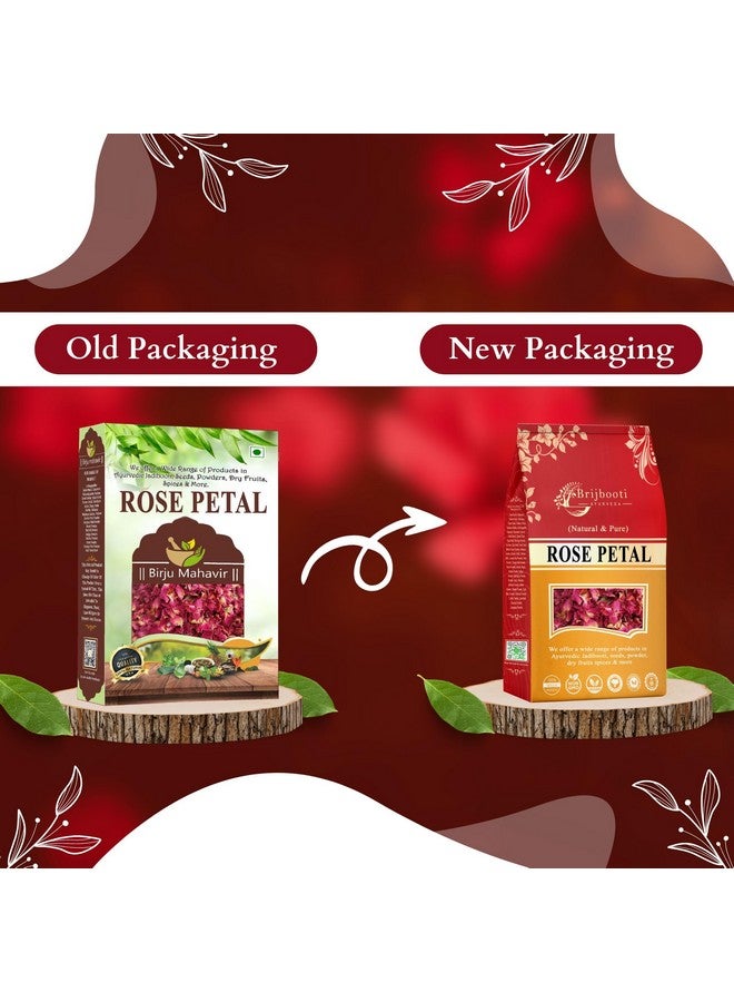 BrijBooti بتلات الورد المجففة الصالحة للأكل من بيرجو ماهافير - جلاب باتي للوجه والجسم والشعر، شاي أعشاب 200 غرام - Image 3