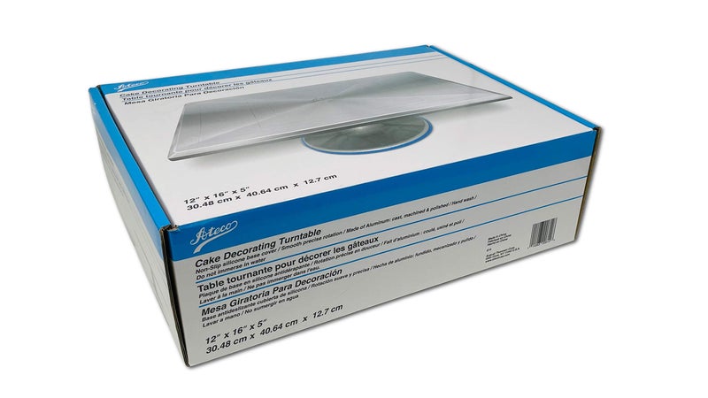 Ateco Revolving Cake Decorating Stand, 614 Rectangle, Aluminum Base, White - Image 2