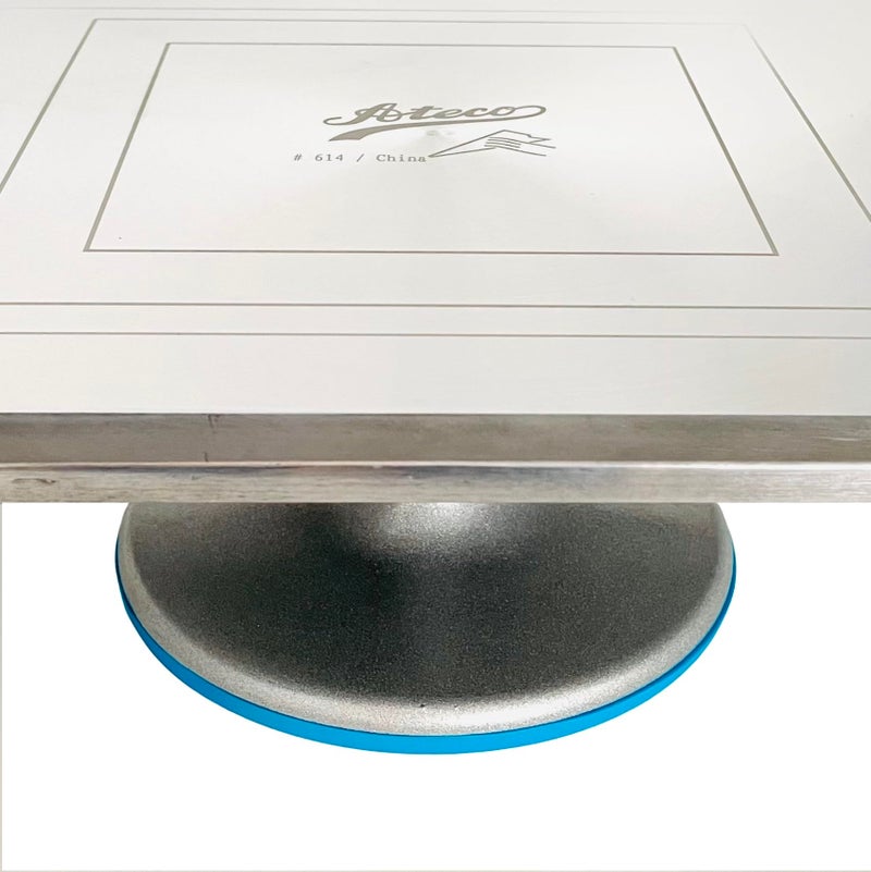 Ateco Revolving Cake Decorating Stand, 614 Rectangle, Aluminum Base, White - Image 4