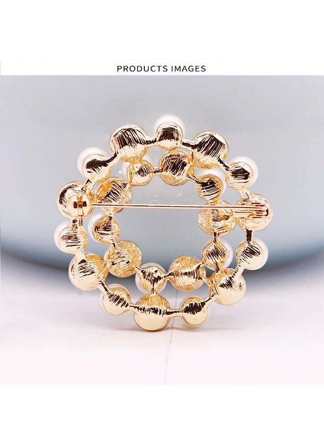 عصري إكليل حجر الراين / اللؤلؤ المقلد مع الذهب هدب بروش - Image 4