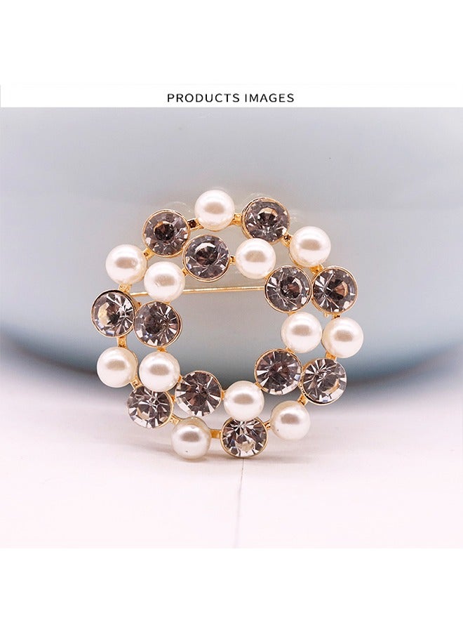 عصري إكليل حجر الراين / اللؤلؤ المقلد مع الذهب هدب بروش - Image 3