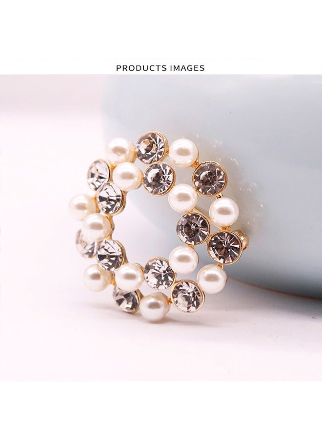 عصري إكليل حجر الراين / اللؤلؤ المقلد مع الذهب هدب بروش - Image 2